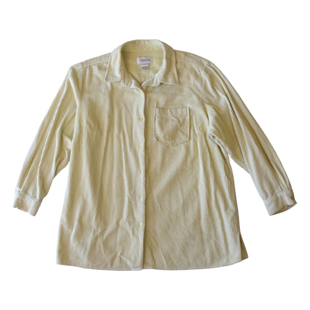 Vintage Chadwick’s Cream Corduroy Button Up Shirt 100% Cotton Size X